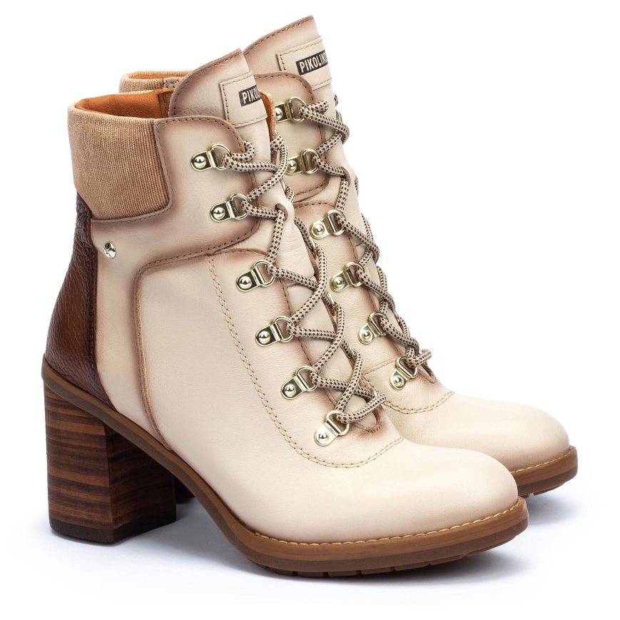 Women's Pikolinos POMPEYA Ankle Boots Cream / Brown | NZ K29571Q